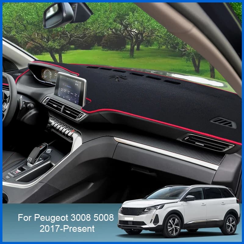 For Peugeot 3008 5008 2017-2024 RHD&LHD Auto Dashboard Cover Protective Pad Artificial Interior Sunshade Carpet Car Accessories