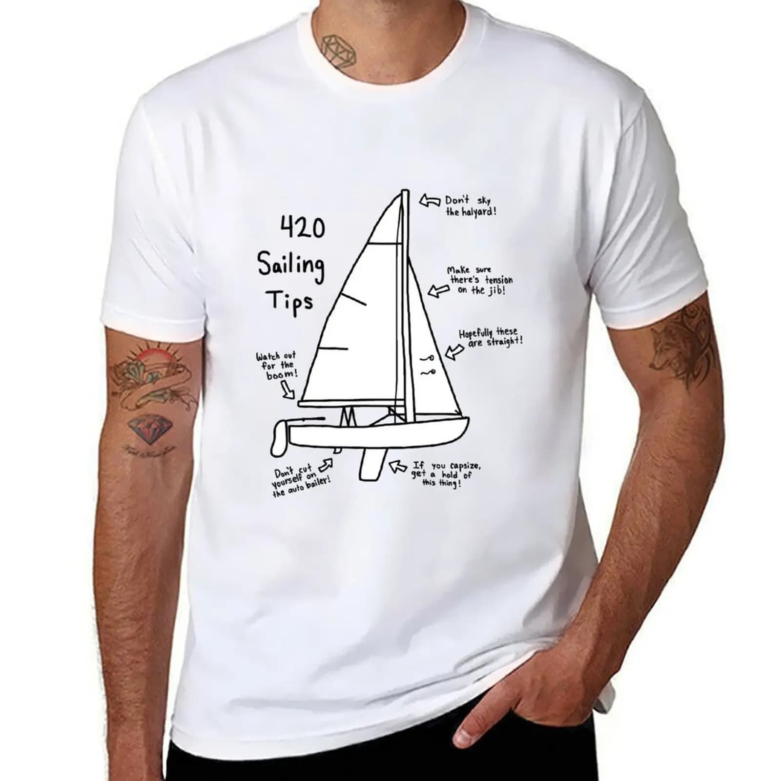 420 Sailing Tips Sailboat Design T-Shirt man t shirts for men casual t shirt custom print T-Shirt