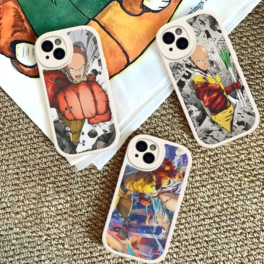 Anime Japanese Classic ONE P-PUNCH-MANS Phone Case For IPhone 16 15 14 11 12 13 Pro Max Plus Back Leather Shell
