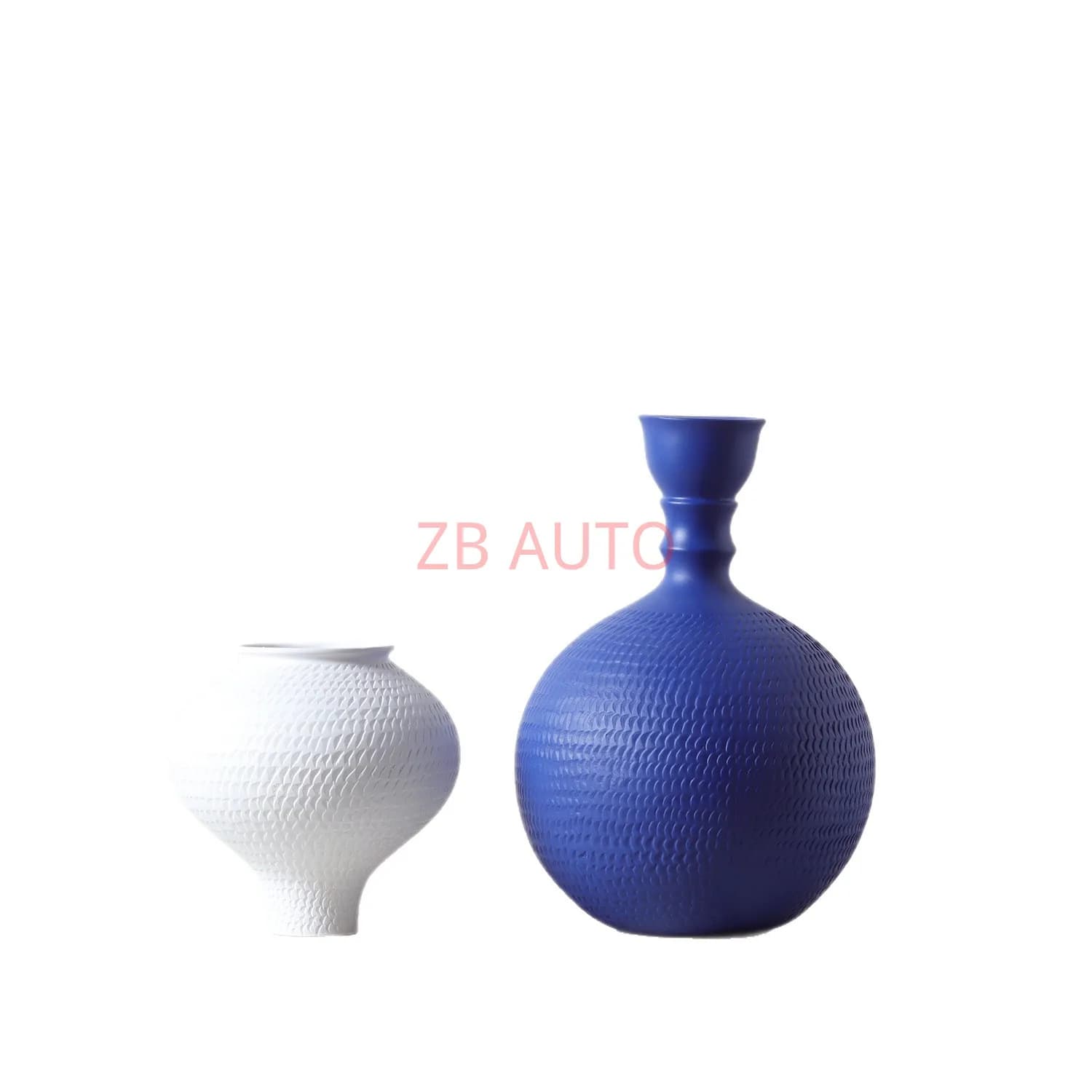 Modern and simple new Chinese style white Klein blue ceramic vase ornaments home model room soft decoration supplies
