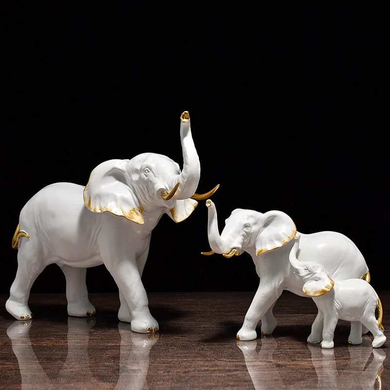 Resin Elephant Ornament Statue European Animal Craft Model Collection Feng Shui Living Room Bedroom Tabletop Figurines Decor