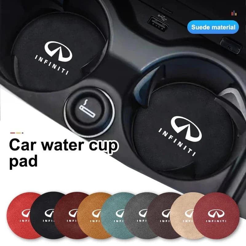 2 pieces car carbon fiber coaster drink cup anti-slip mat accessories suitable for Infiniti Q50 FX35 Q30 G37 Q70 QX70 G35 Q60 QX