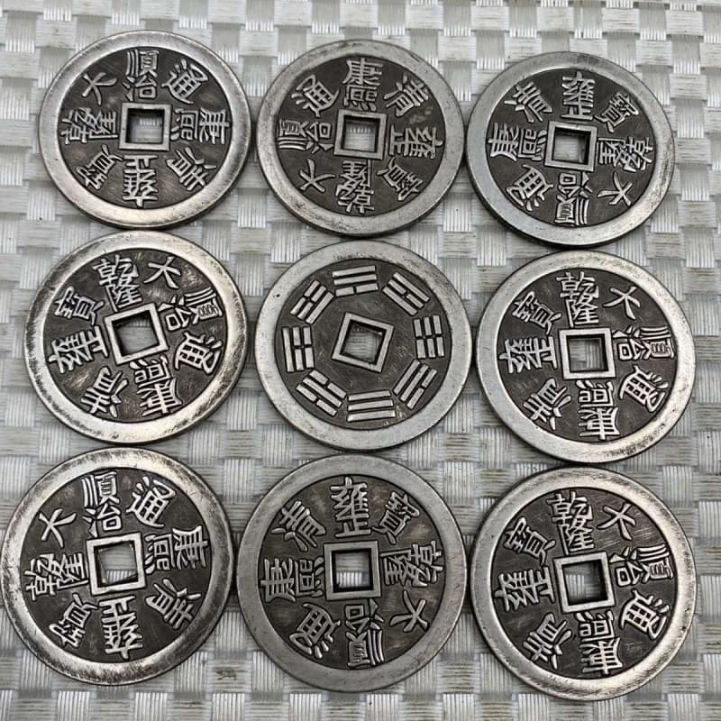 Brass Silver-Plated Shunye Kangxi Yongzheng Qianlong Tongbao Copper Coin Diameter 4.3cm