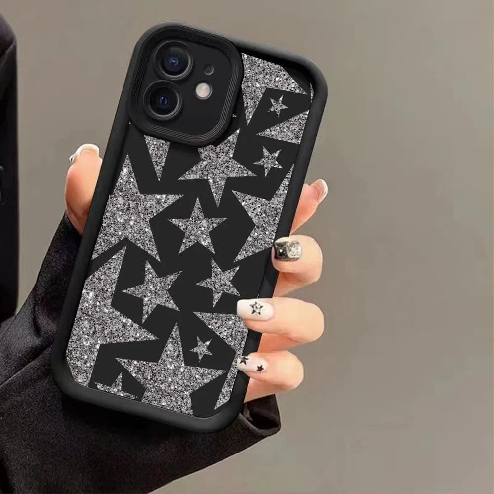 Star pattern design phone case for iPhone 17 16 15 14 13 12 11 Pro/ Max/Plus shock-proof rear cover anti-fingerprint