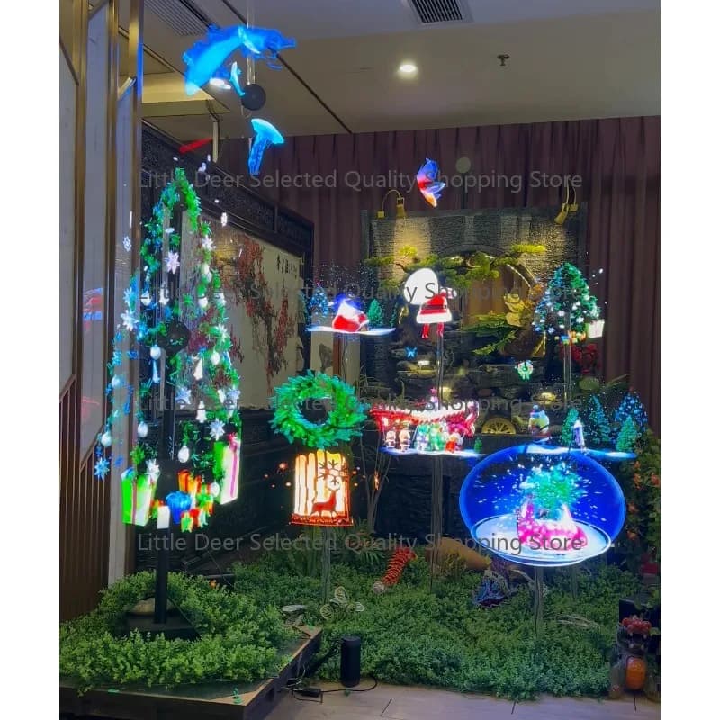P65 LED Screen Indoor Digital Signage 48W 0.1s 1280 RGB 4 Blades 3D Hologram Projector Fan with Beads Light Education 65cm