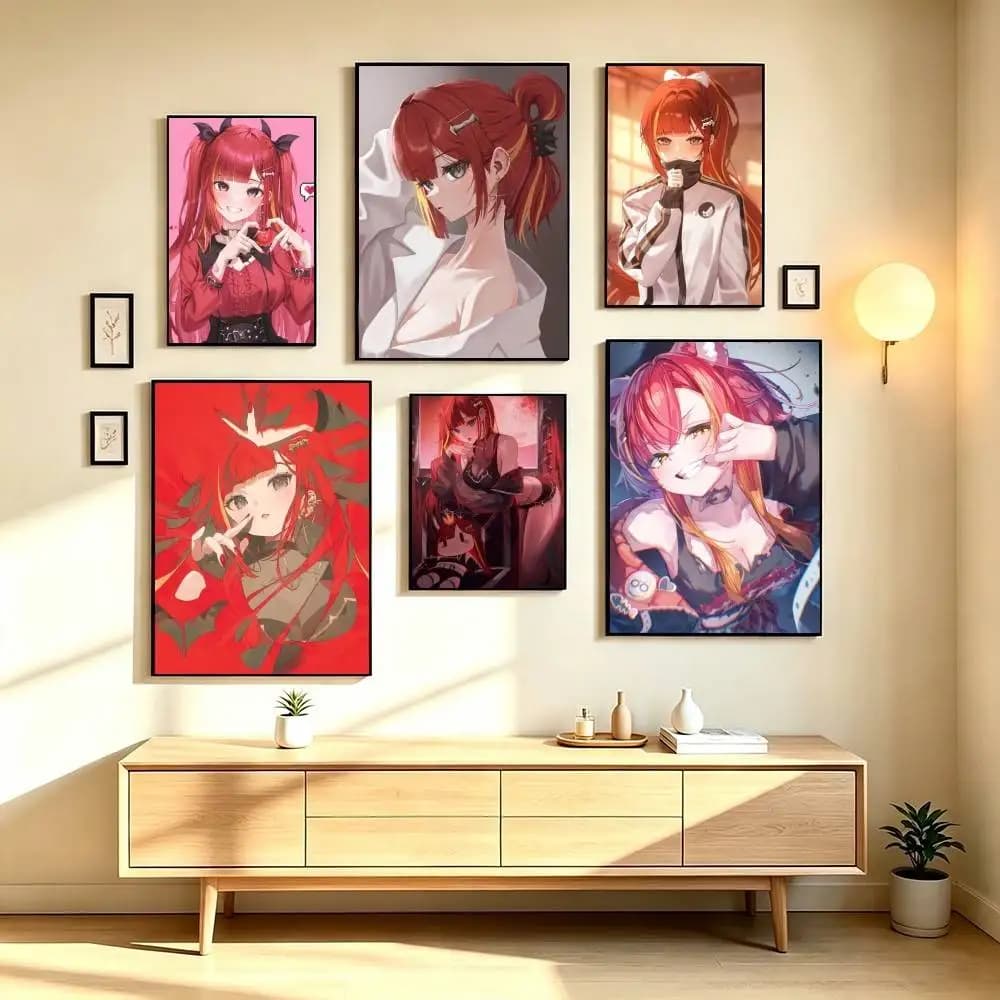 A-Akane Lize VTuber Poster High Quality Dorm Living Room Aesthetic Wall Decoration Painting Stickers Gift