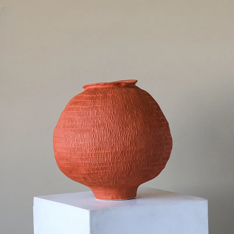 New Chinese New Year's Entrance Red Ceramic Vase Pottery Pot Living Room Retro Flower Arrangement