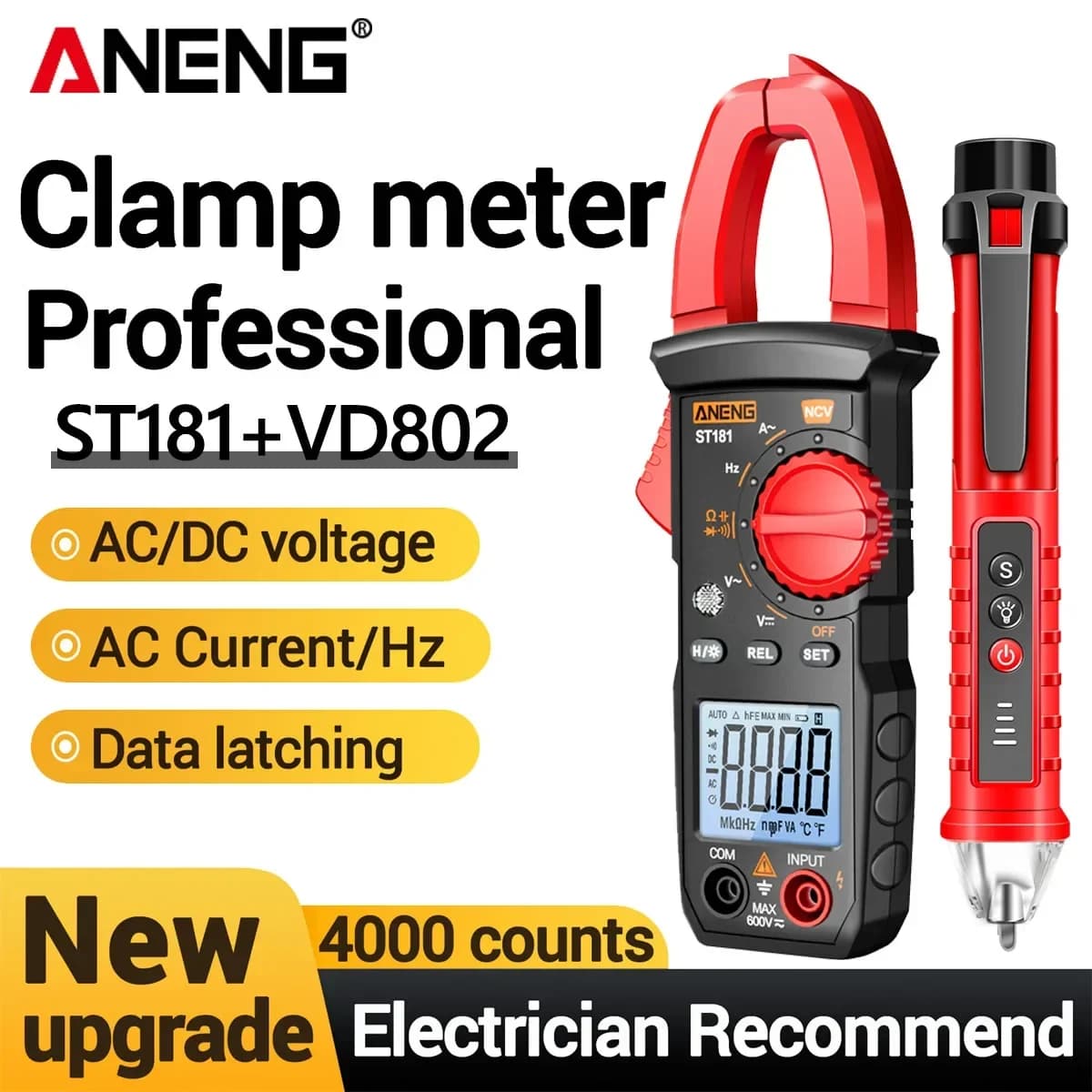 400A True Effective Value clamp meter ST181+NCV Induction Test Pen VD802 Essential ANENG Tool Combination for Electricians