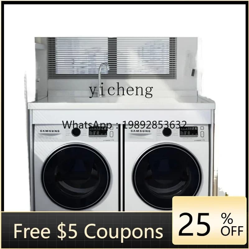 WW Dual Holder Machine Basin Laundry Dryer Assembled Cabinet with Washboard Alumimum Balcony Integrated