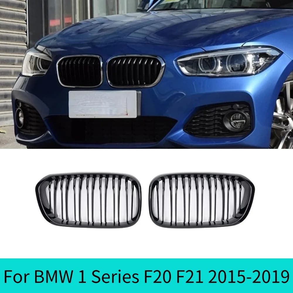 For BMW 1 Series F20 F21 2015-2019 - Black ABS MaterialSport Front Inlet Grill Bumper Grille Radiator Grid Hood Mesh