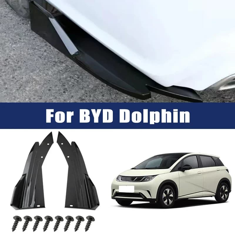 Car Rear Bumper Spoiler Lip Carbon Fiber Wing Trim Protection Anti-crash Diffuser Side Skirt Wrap Angle Splitter For BYD Dolphin
