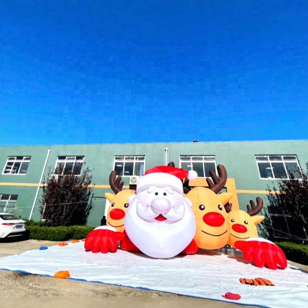 High Quality Outdoor Inflatable Santa Claus Decoration Mall Custom Inflatable Christmas Santa with Inflatable Reindeer
