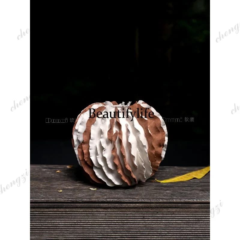 Handmade "Caramel Rings" Pottery Flower Arrangement Ornament Versatile Home Decoration