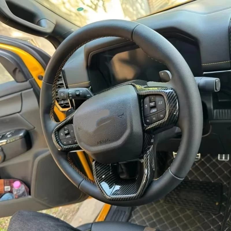 Fit For Ford Ranger Everest 2023 -2025 Car Accessories Carbon Fiber Steering Wheel Strip Cover Trim Auto Parts Protector Sticker
