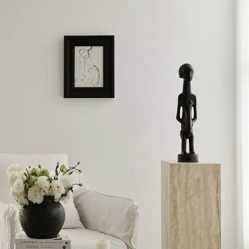 Modern Solid Wood Statue Creative Wooden Human Figure Sculpture Abstract Character Ornament for Hotel Villa Resort