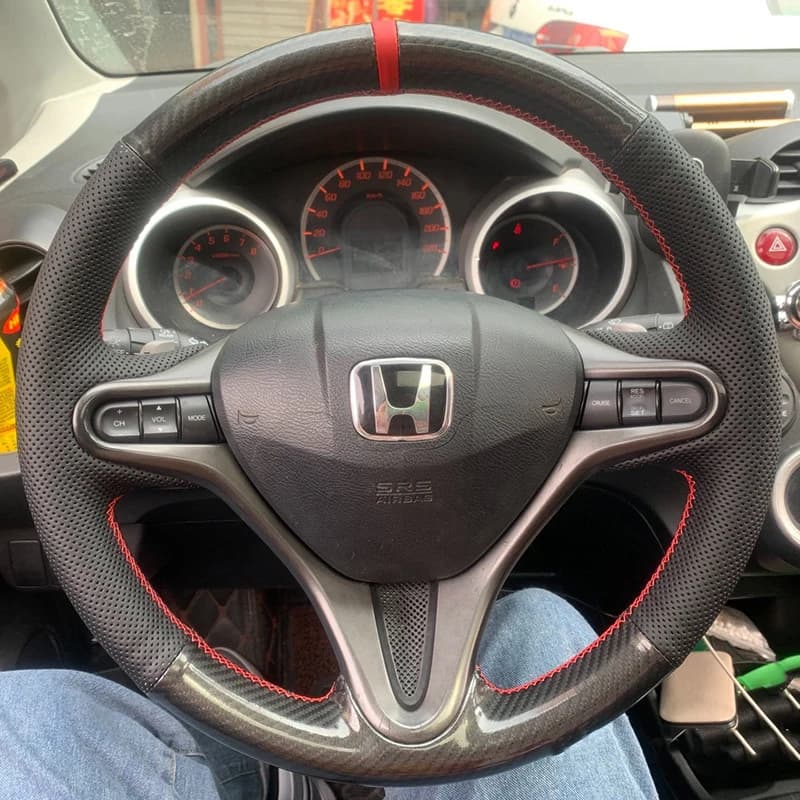 For Honda 8th Gen Civic‌ 2006-2011 Grace City Fit Jazz 2008-2013 Manual Sewing Car Steering Wheel Covers Artificial Leather