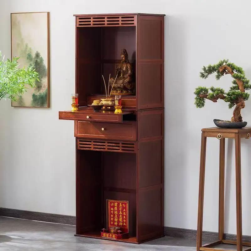 Cz new chinoiserie god of wealth standing cabinet buddha shrine for home  shrine guan gong bodhisattva land gong