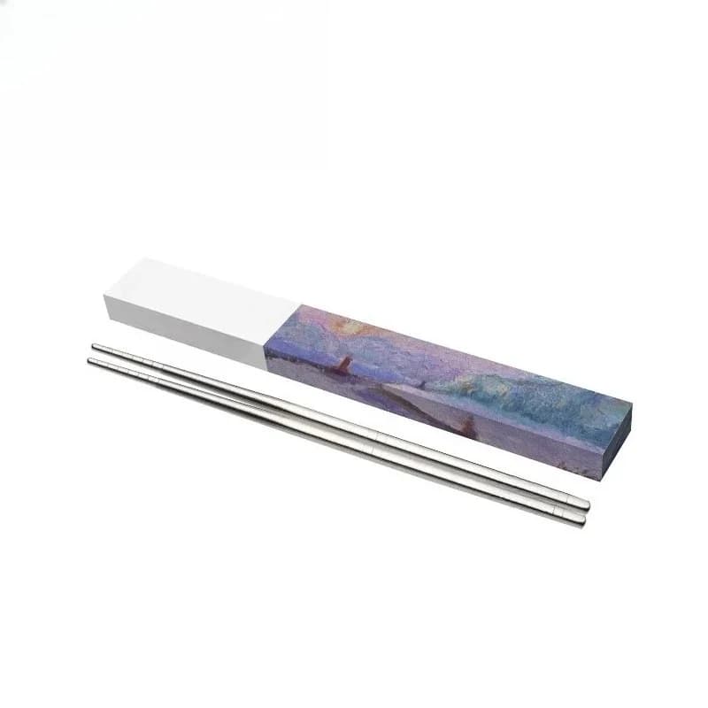 Outdoor household non-slip metal pure titanium chopsticks, healthy and lightweight tableware, business gifts