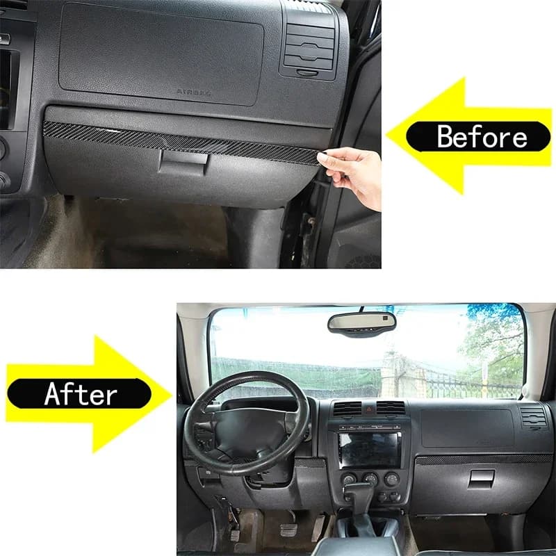 For Hummer H3 2005-2009 Car Center Dashboard Both Sides Decorative Strips Trim Sticker Soft Carbon Fiber Interior Accessories
