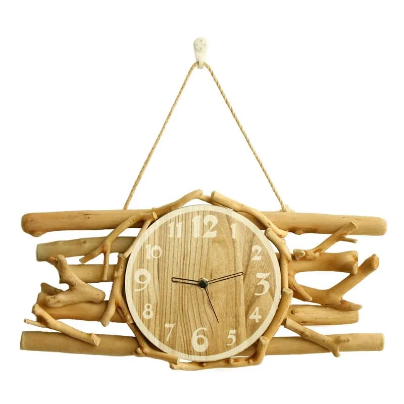 Handm solid wood silent round light c wall c hanging watch c rtaurant new