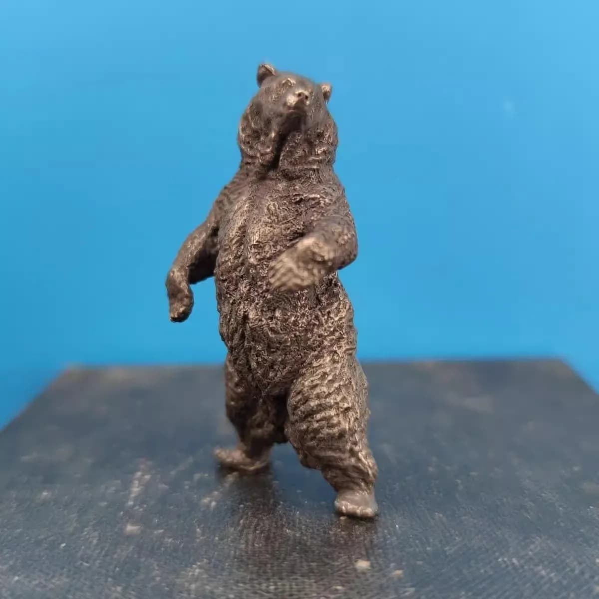 Antique Solid Brass Brown Bear Sculpture Miniature Standing Animal Figurine Vintage Home Desk Decor Gift for Collectors