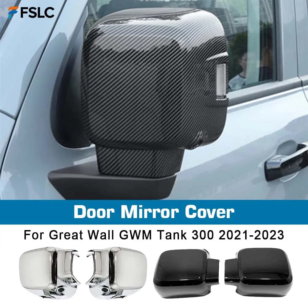 ⭐Genuine⭐ Car Decoration Door Mirror Cover For Great Wall GWM Tank 300 2021-2023 Carbon Fiber Black White Rearview Accessories