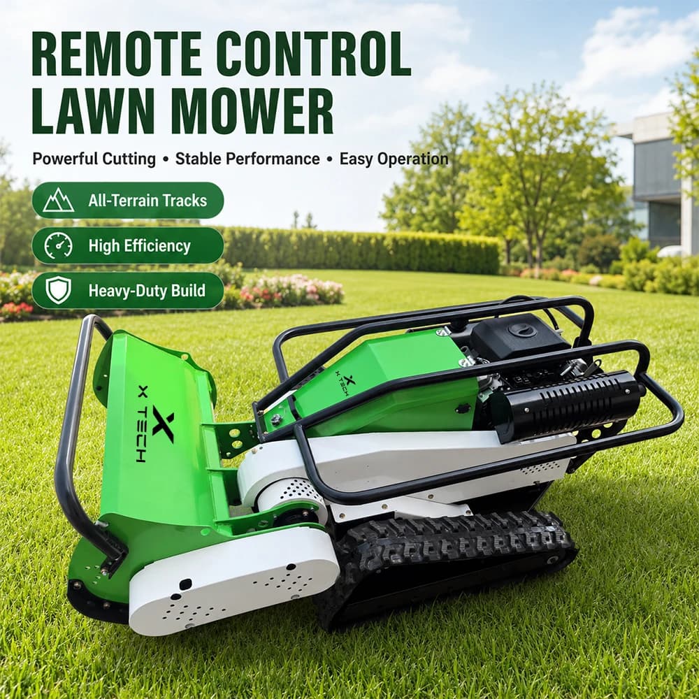 CE EPA 800mm 1000mm Tracked Remote Control Flail Mower Hammer Blade All Terrain Grass Cutter