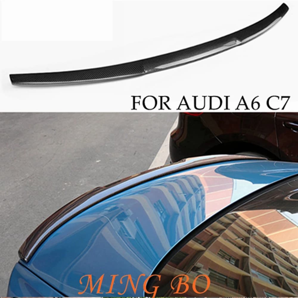 Spoiler 2012-2016 Trunk Wing FOR AUDI A6 C7 Sedan M Style Carbon Fiber FRP unpainted glossy black Forged carbon Rear
