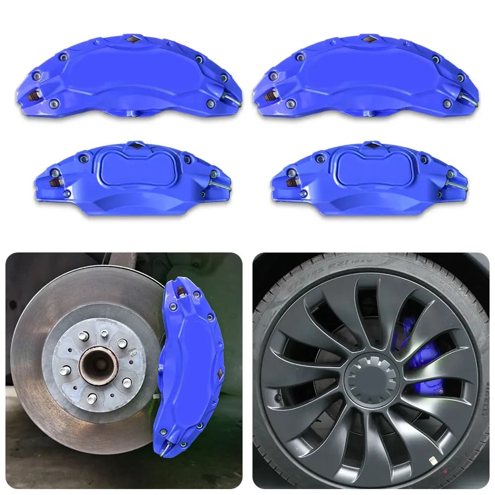 4pcs 19 20in wheel cover with Stickers For Tesla Model Y 2021-2024 Car Brake Caliper Cover Front Rear 3D Aluminum Metal Kit