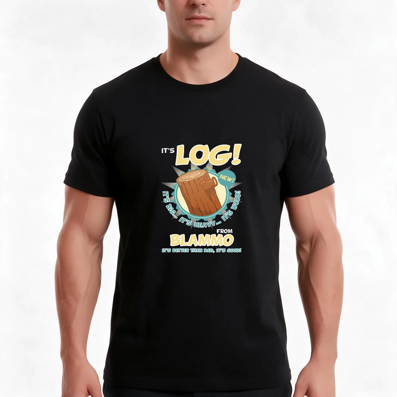 Ren And Stimpy It's Log! T-Shirt, Summer Casual Cotton Tee, Oversized Streetwear Tops, Vintage Graphic Print, Unisex Men Women