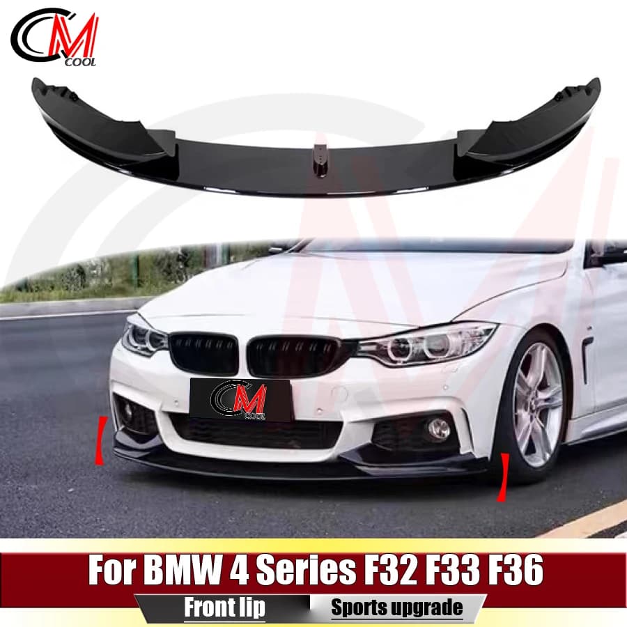 For BMW 4 Series F32 F33 F36  Glossy Black Front Lip Car Front Bumper Integrated Front Split Front Corner Modification Kit