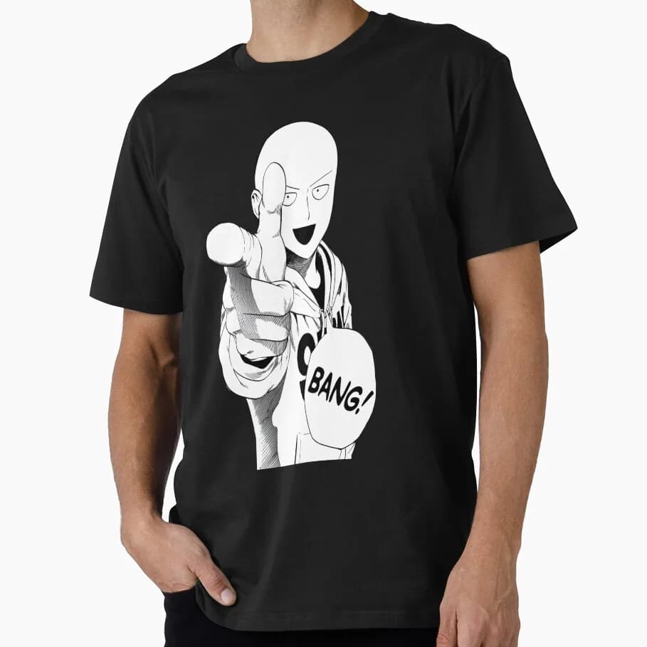 Bang finger Saitama Superhero  Anime Gift T-shirt 1207 One Punch Man Manga Print Graphic Clothes All Size Tops S-6XL
