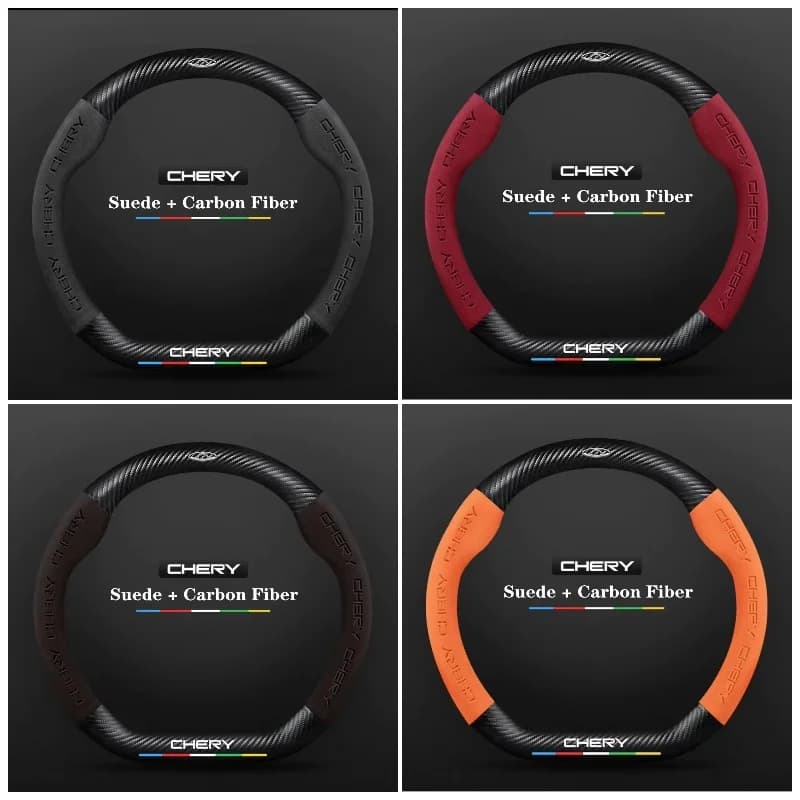 Car Steering Wheel Cover Wheel Wrap D Shape Leather Carbon Fiber For Chery Tiggo 7 8 9 4 Pro 3X Omoda 5 E5 Jaecoo 7 8 Arrizo 8