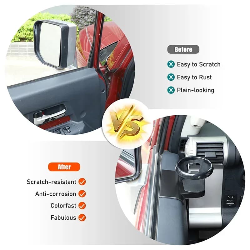 For Toyota FJ Cruiser 2007-2021 ABS black car interior door panel water cup holder sticker car interior modification accessories