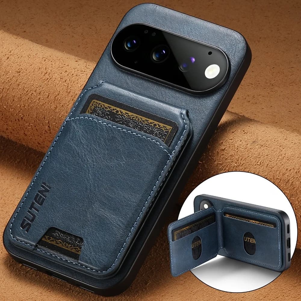 Retro Solid Color Leather Phone Cover for Google Pixel 11 10 9 Pro XL/6 7 8 Pro/10A 9A 8A 7A 6A with Back Flip Wallet Card Case