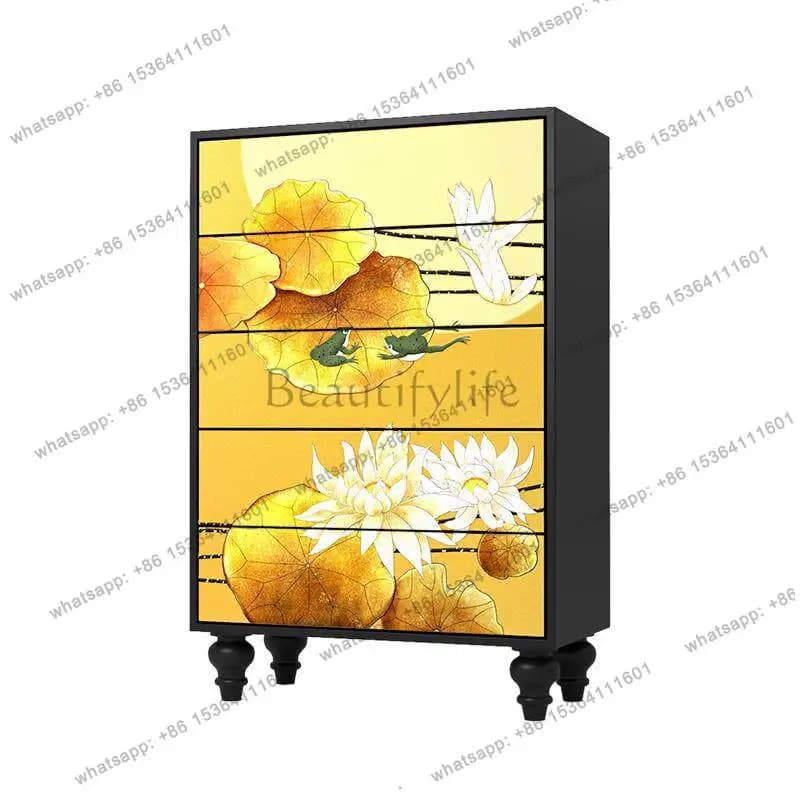 2026 Solid wood foyer locker Handmade new Chinese style entry chest