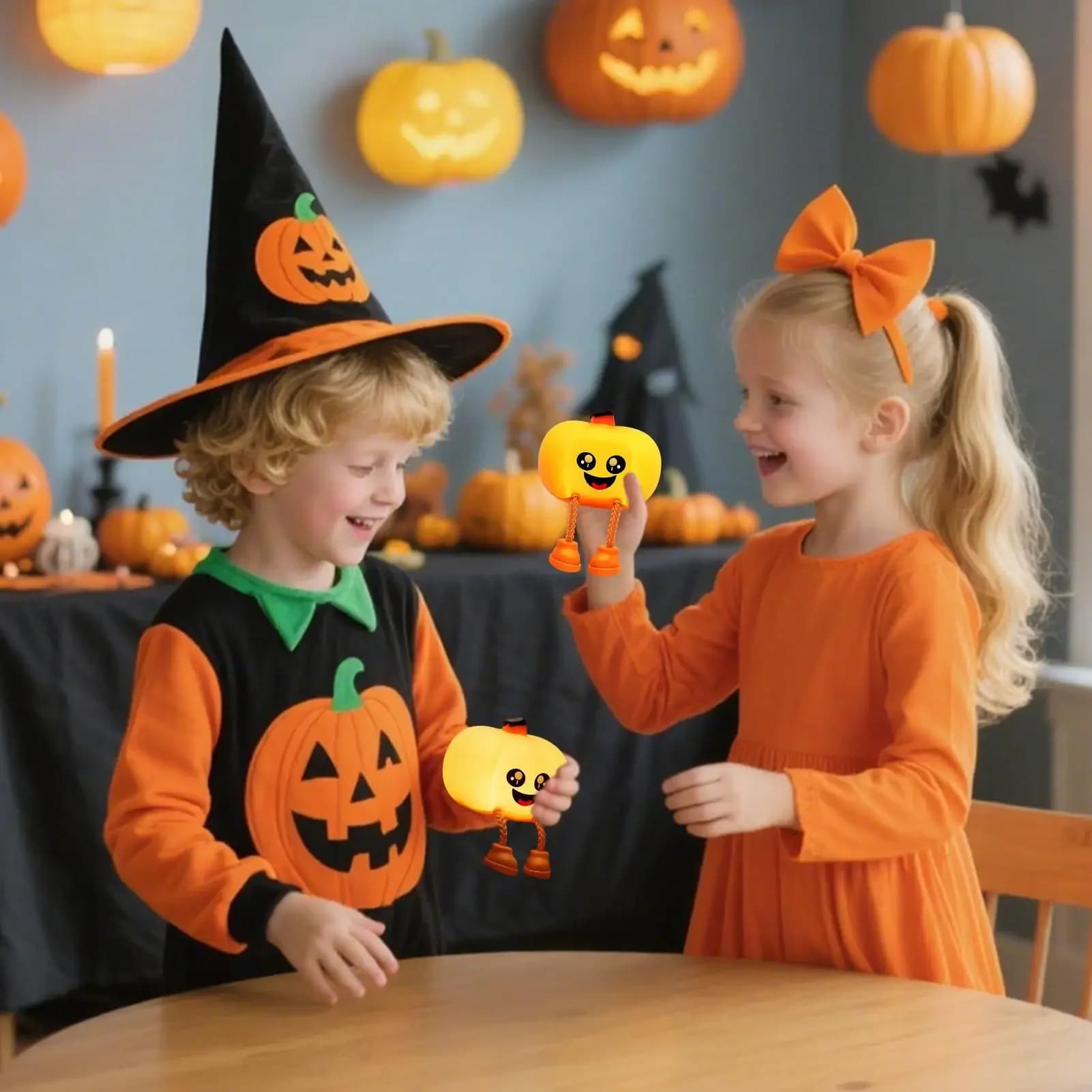 Halloween Pumpkin Tap Light Pumpkin Lamp Cute Silicone LED Rechargeable Desk Decor For Kids Adults Home Office Living Room