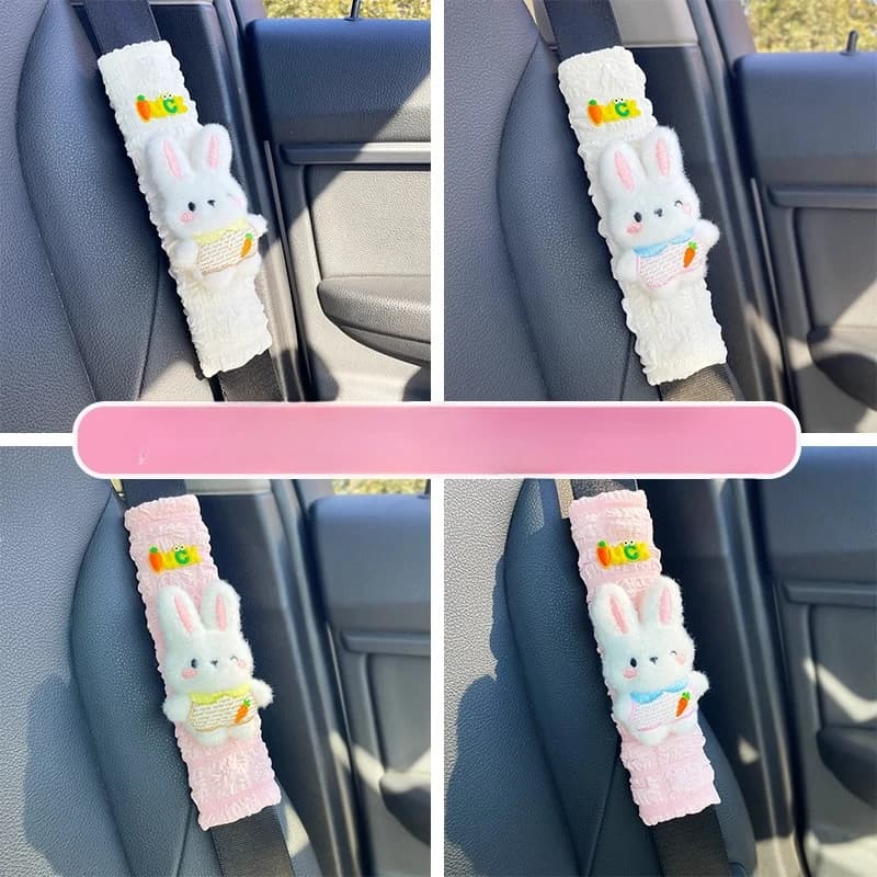 Seat Belt Shoulder Cover Bubble Puff Grid Four Seasons Double-layer Cute Car Shoulder Cover  Decoration  Shoulder
