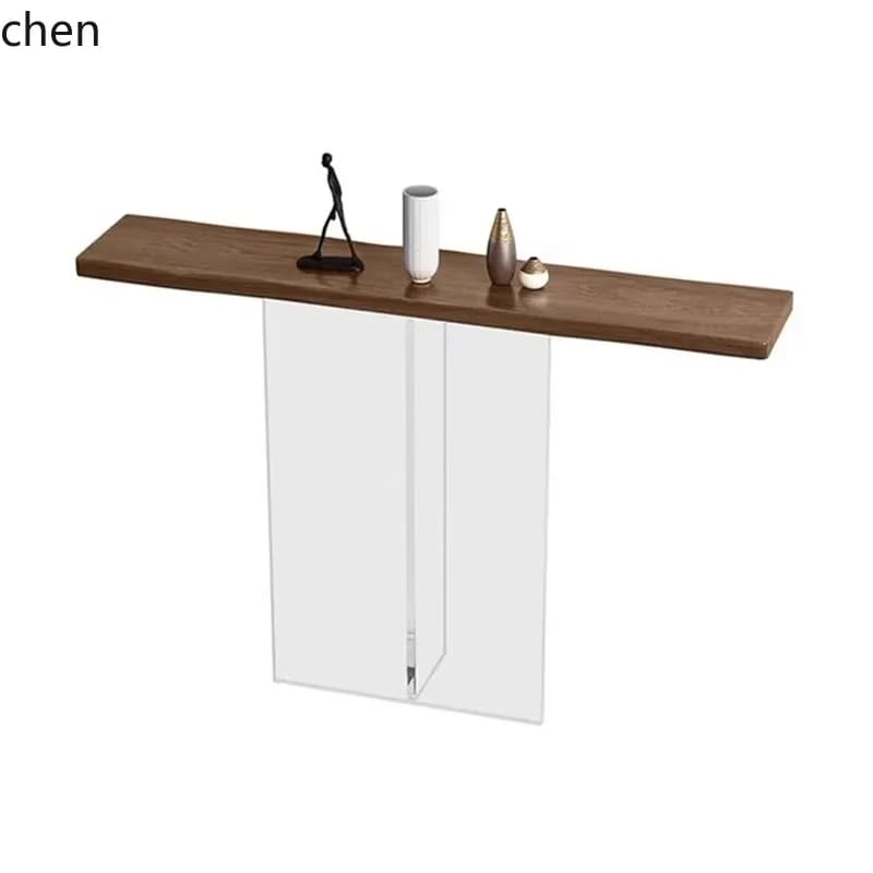 YFY  acrylic against the wall narrow natural edge log facing the door cabinet simple modern art