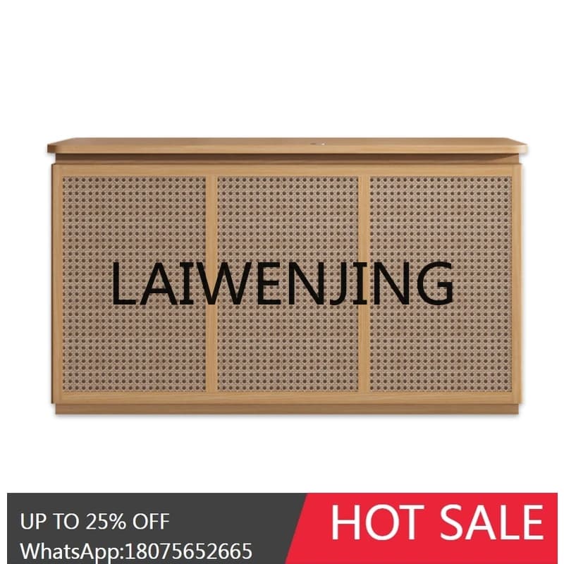 RWJ Silent Wind Bar Cashier Desk Pastoral Rattan Front Desk Reception Desk
