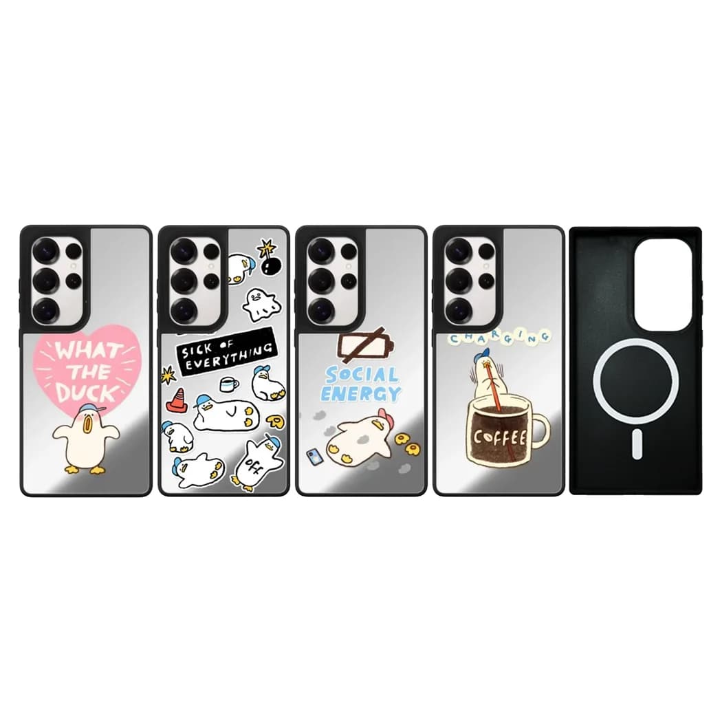 Ducks Cartoon Cute Mirror Magnetic Case for Samsung Galaxy S23 S24 S25 Ultra S25+ Plus Protective Shell Cartoon Magic Show