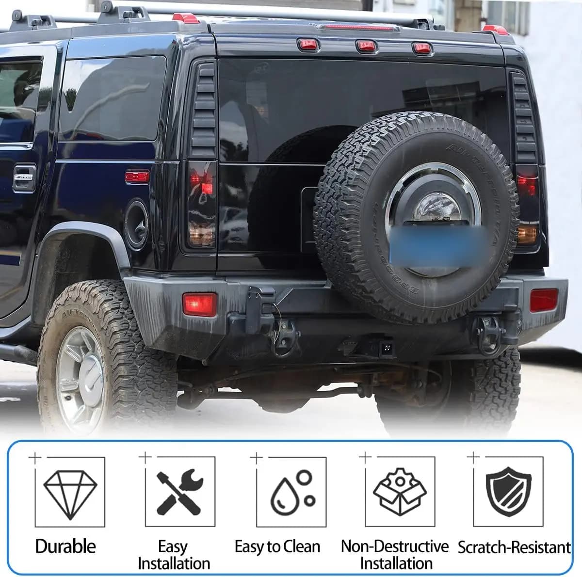 Car Taillight Cover For Hummer H2 SUV SUT 2003-2009 Hummer Rear Tail Lamp Decorative Trim Transparent Gray Lampshade Shell