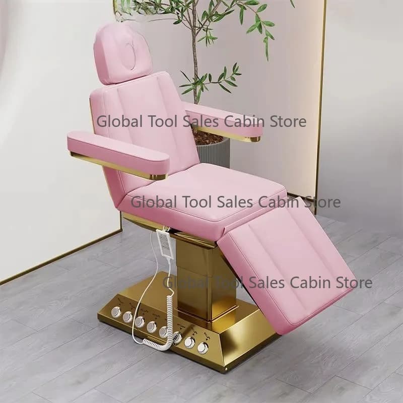 High Quality Modern Golden Base Saloon Bed 4 Motor Electric pink Lash Cosmetology Bed for Salon