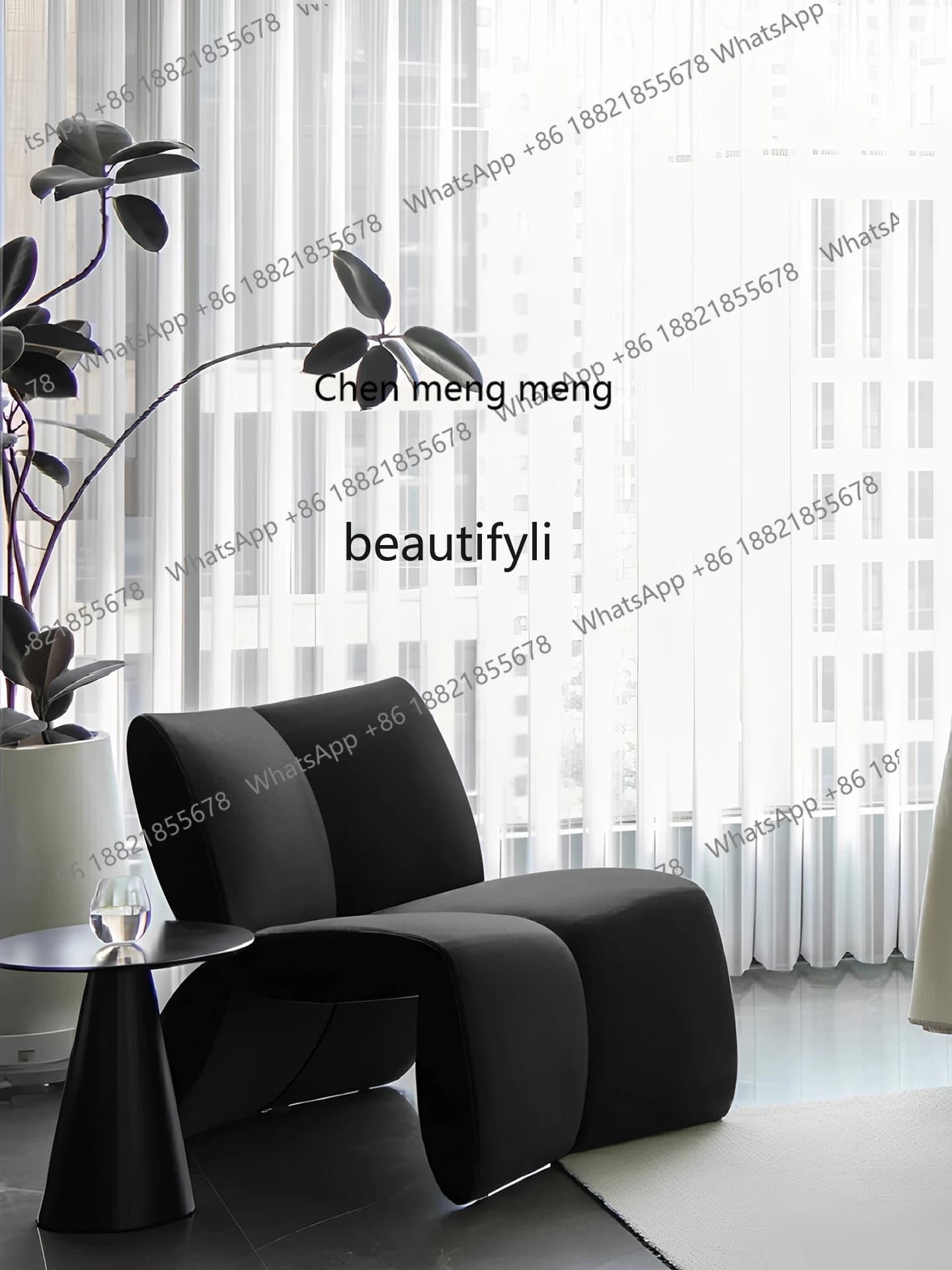 X  Sofa chair black creative small apartment living room, single chair, balcony leisure