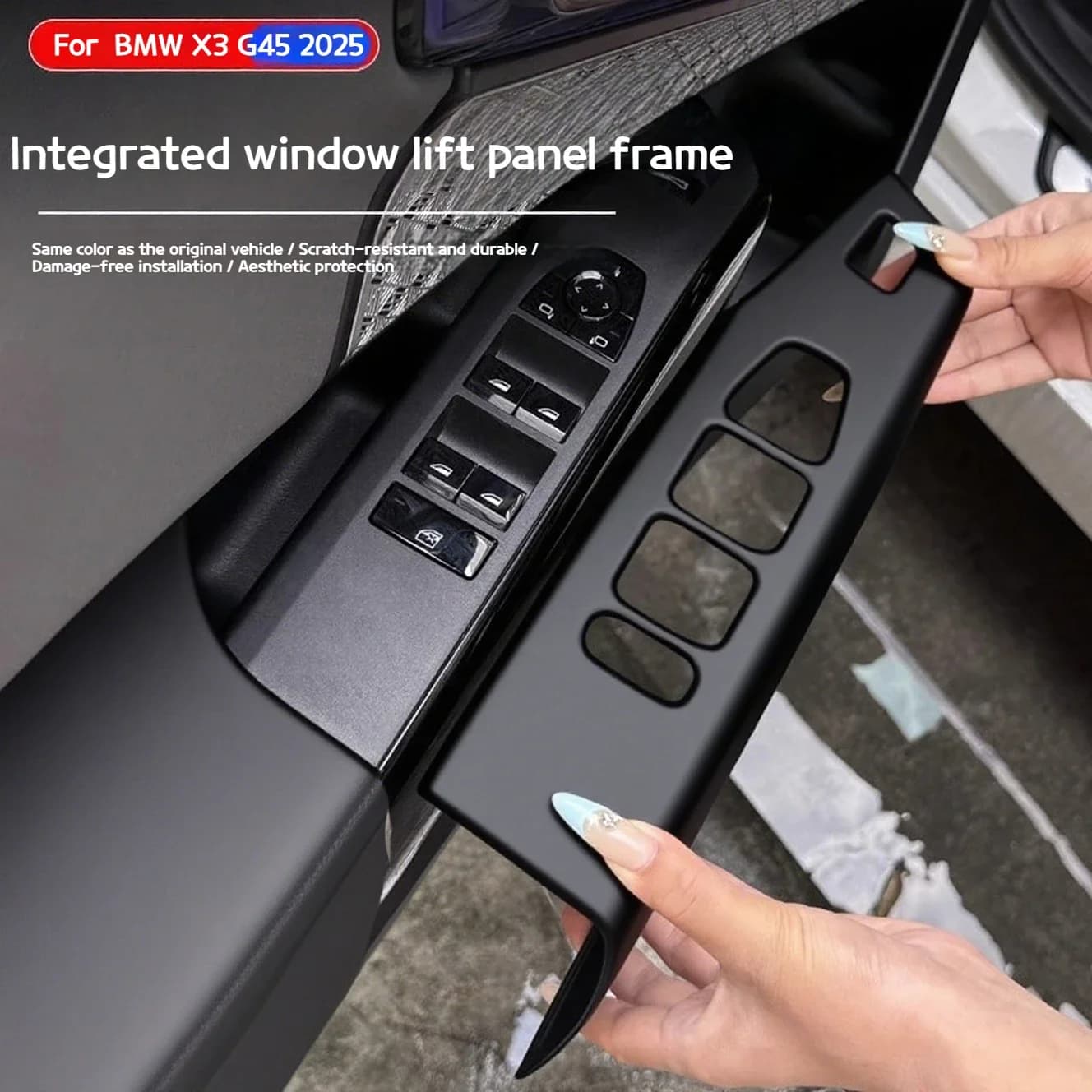 For BMW X3 G45 2025 Car glass leather all-inclusive lifting panel protection decorative frame door interior sticker modification