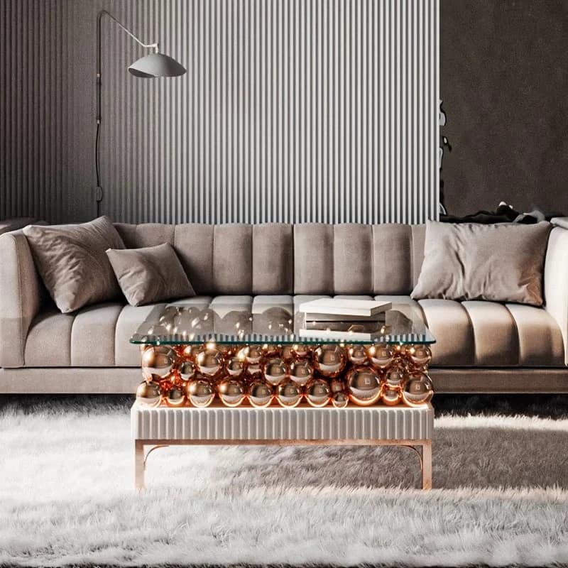 High-quality furniture, luxury dining table, foam coffee table, light luxury glass coffee table