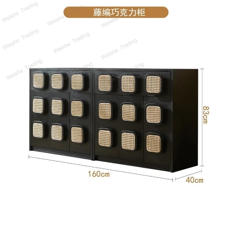 French retro solid wood living room wabi sandy wind vine bucket cabinet storage storage cabinet