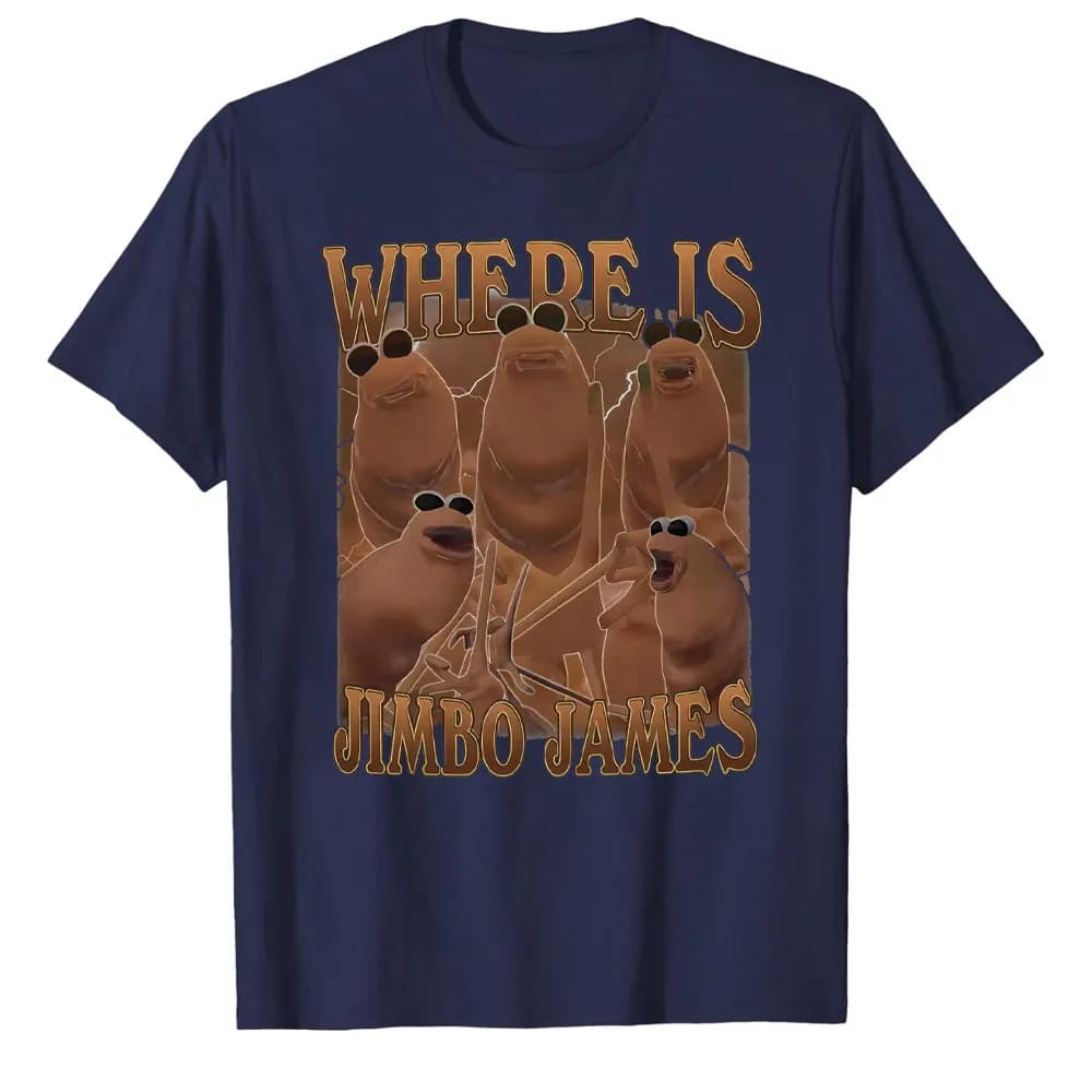 Where Is The Jimbo James Marcus The Worm Meme T-Shirt  Funny Multicolor Viral Graphic T Shirts Men Clothing Anime Clothes Tops