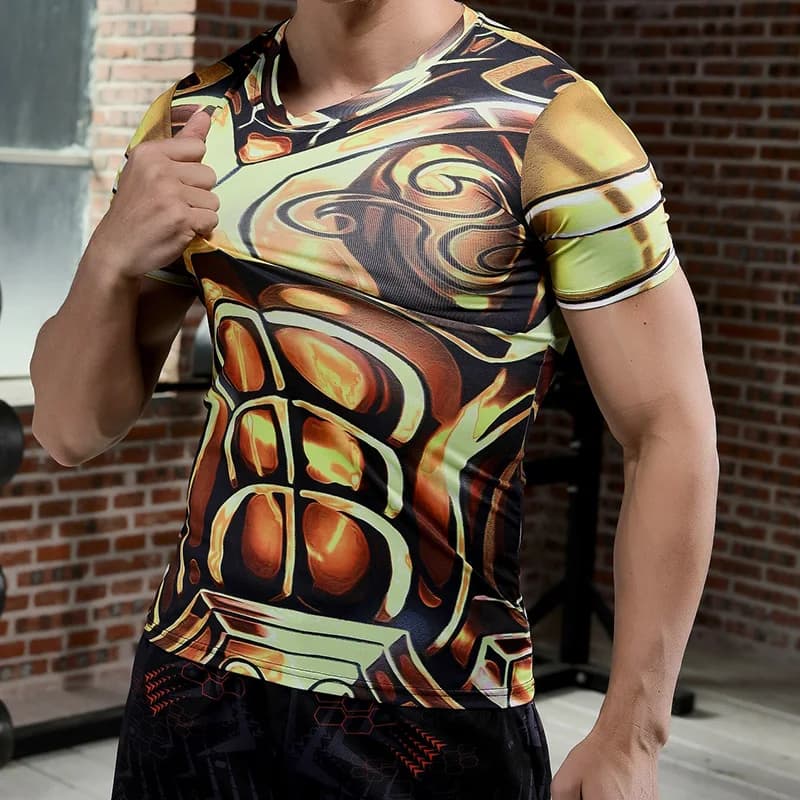 Unique Design Compression T Shirt  Moisture  Wicking Material For Intense Sports Activities