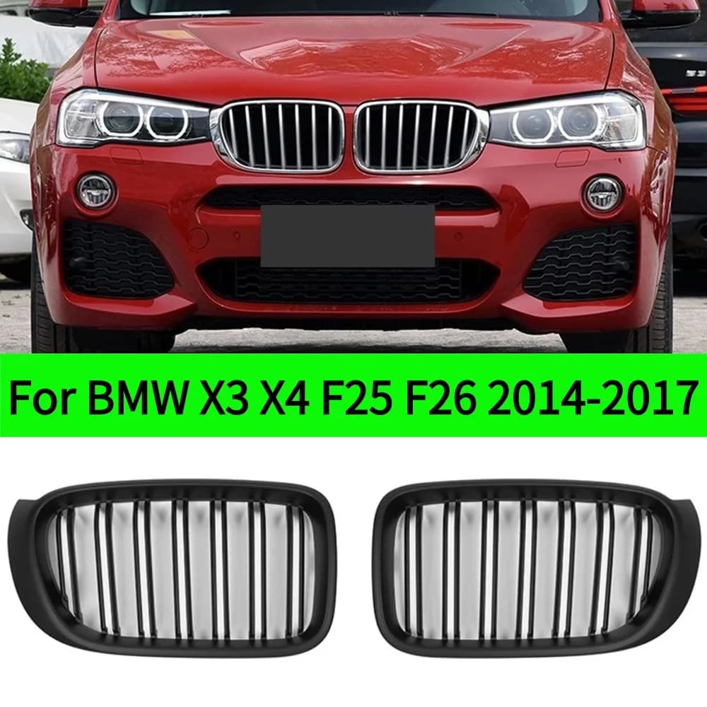 For BMW X3 X4 F25 F26 2014-2017 Grill Glossy Black Front Radiator GrilleMiddle Mesh Bumper  Car Accessory